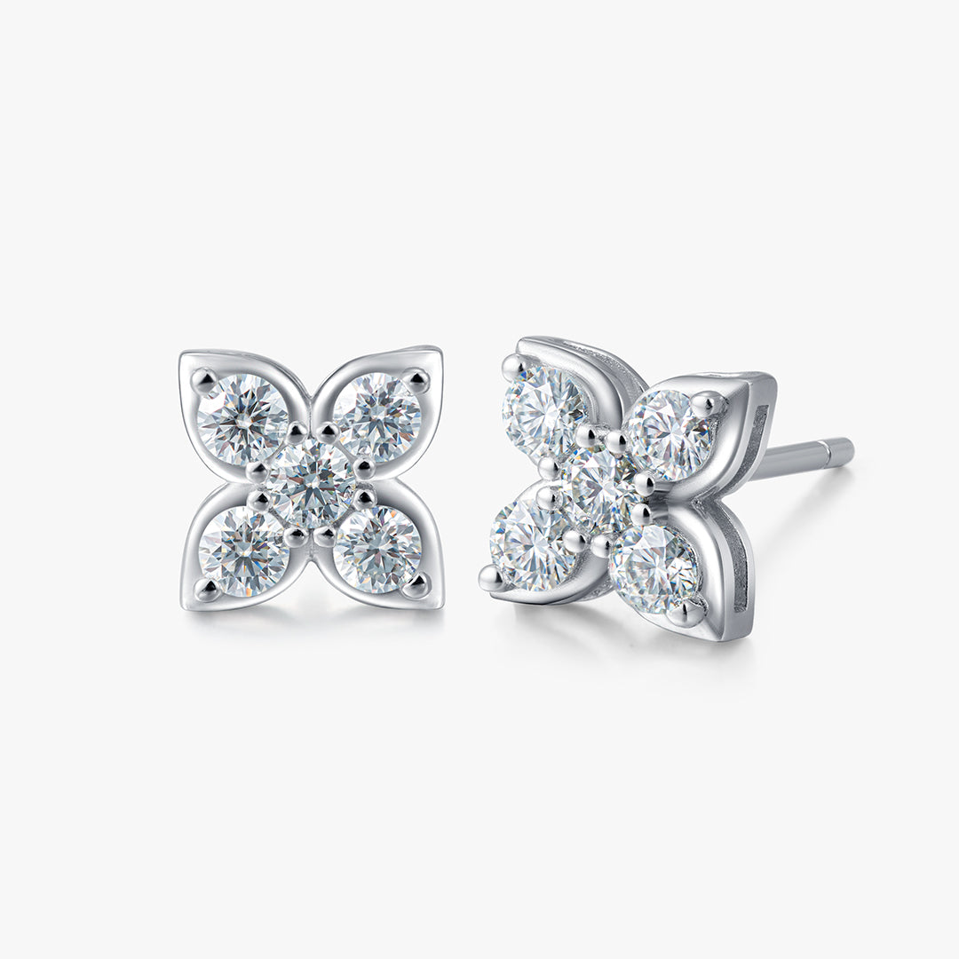 【New】 Moissanite S925 Cross Flower New Stud Earrings