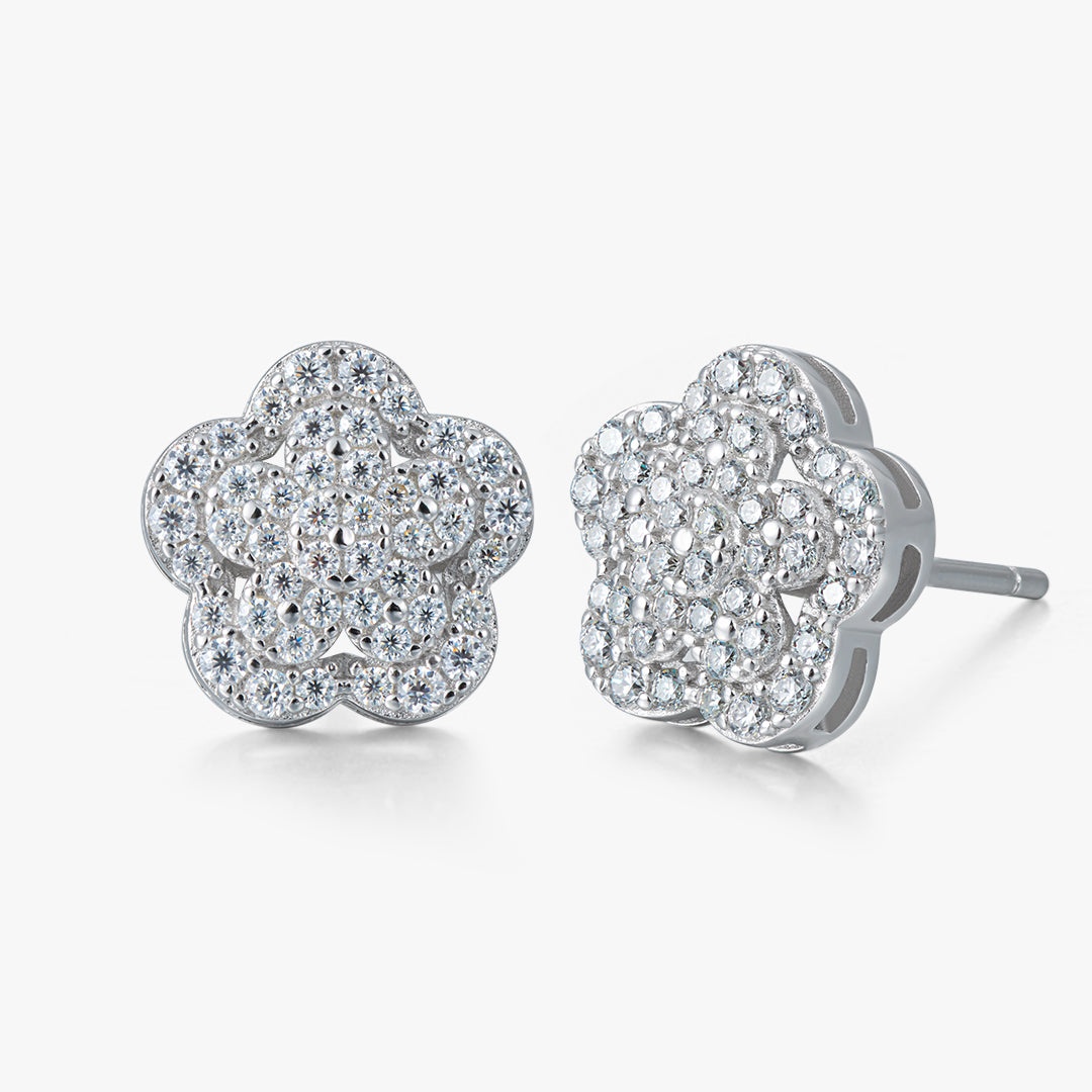 Moissanite S925 Curved Flower Stud Earrings