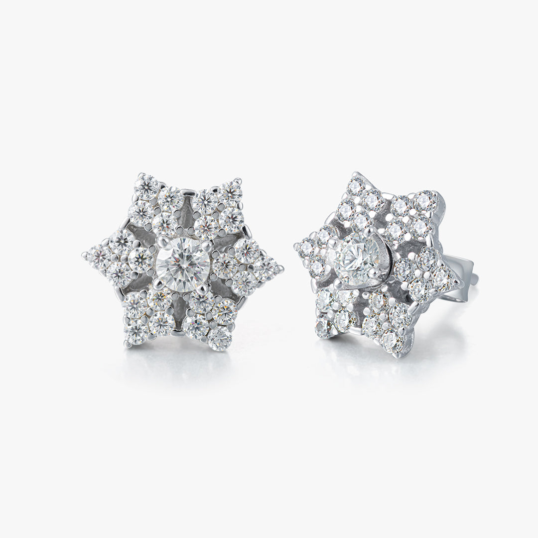 S925 Hexagonal Detachable Stud Earrings