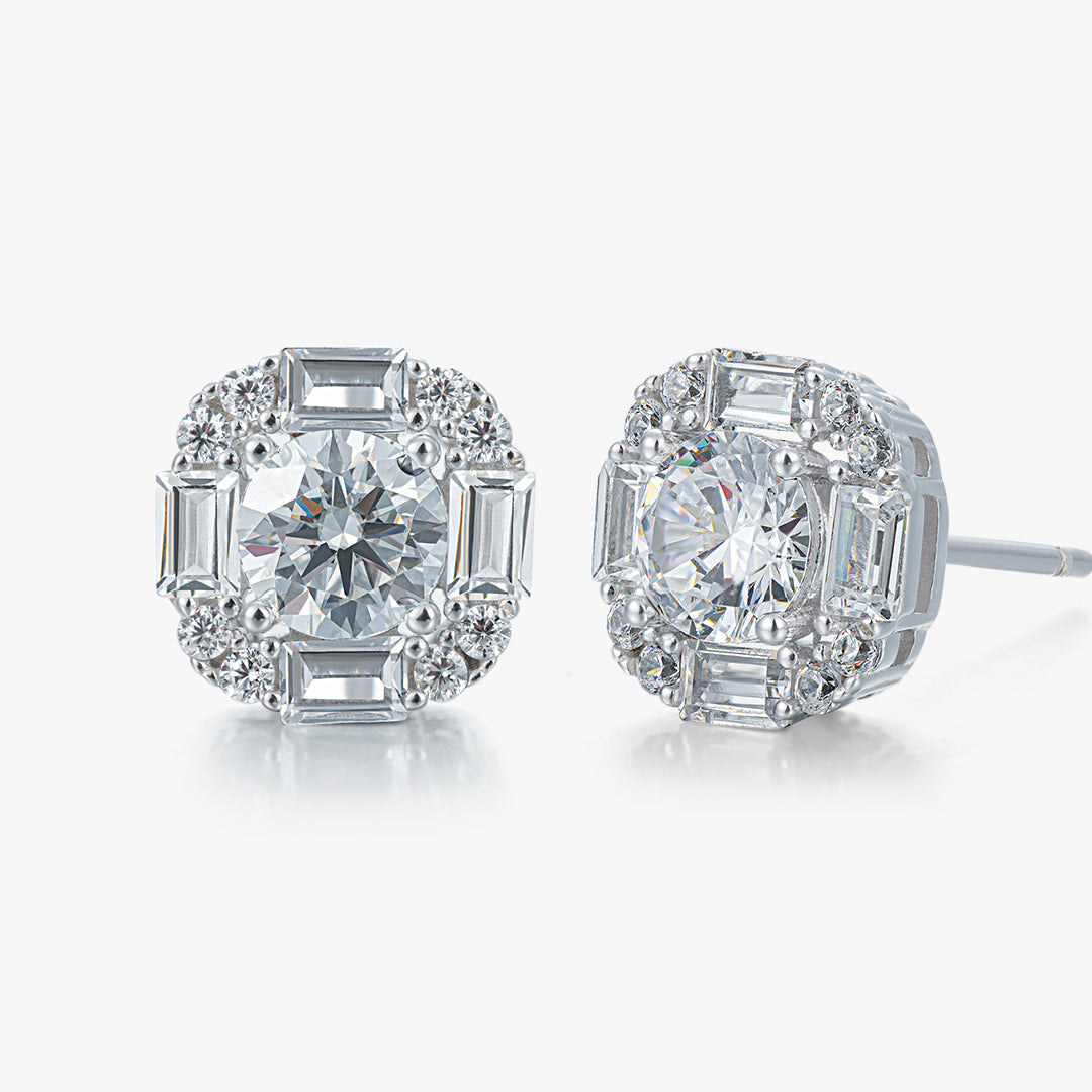 【HOT】Moissanite S925 Baguette Around New Stud Earrings