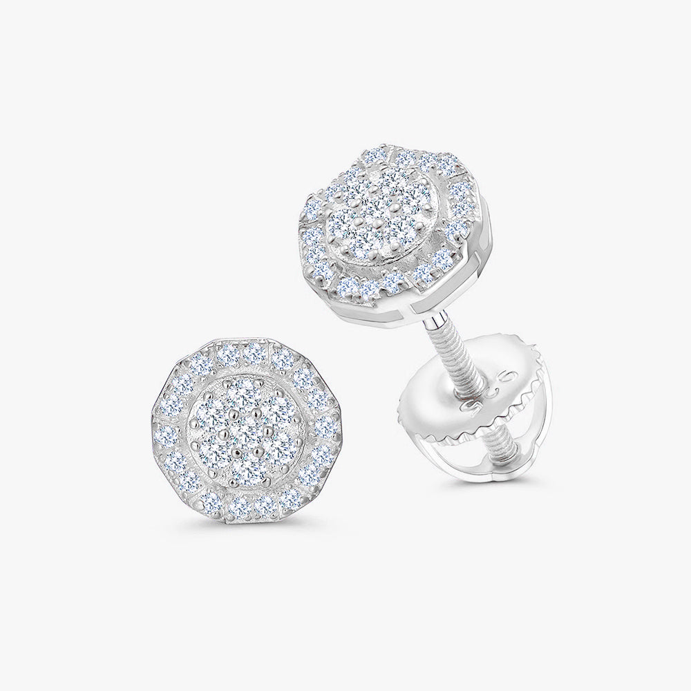 Moissanite S925 Double Layer Pave Stud Earrings