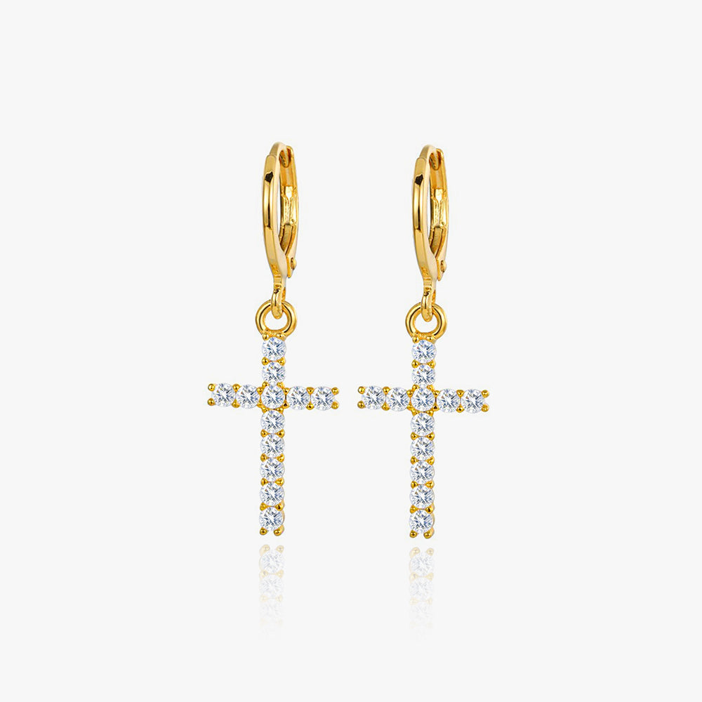 Tennis Cross Hoop Earrings