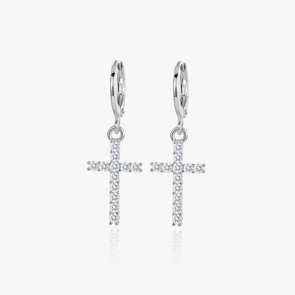 Tennis Cross Hoop Earrings